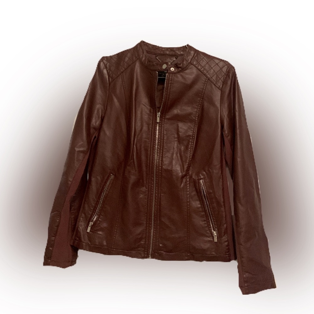 NWOT A.N.A. Faux Brown Leather Jacket